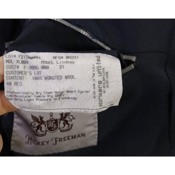 Hickey Freeman Navy Blue Blazer Metal Logo Buttons Jacket Wool 40R - Picture 8 of 8